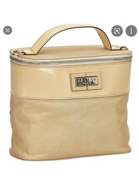 Celine Cream vanity 8” by 9” cosmetic microfiber zippy bag Serial tag inside